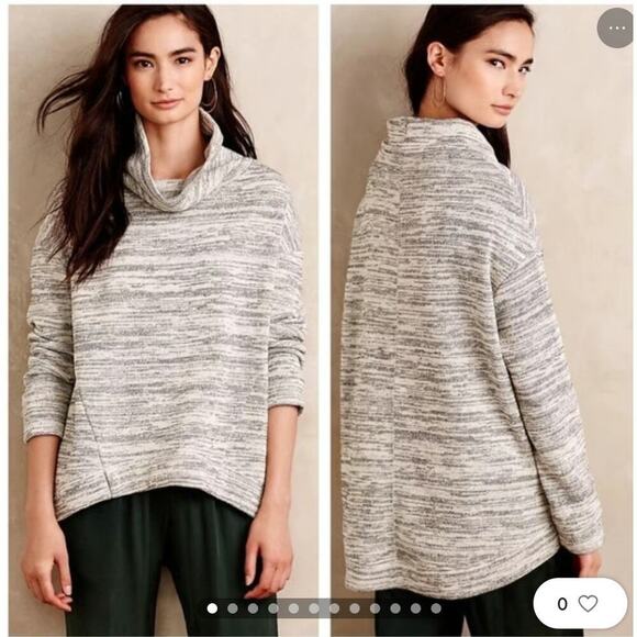 Anthropologie Saturday/Sunday Gray Spacedye Oversized Turtle Neck Sweater Large - Picture 8 of 8